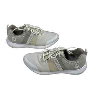 FootJoy FJ Flex Women’s Golf Shoes Size 8 White Gray Lightweight Mesh Spike less